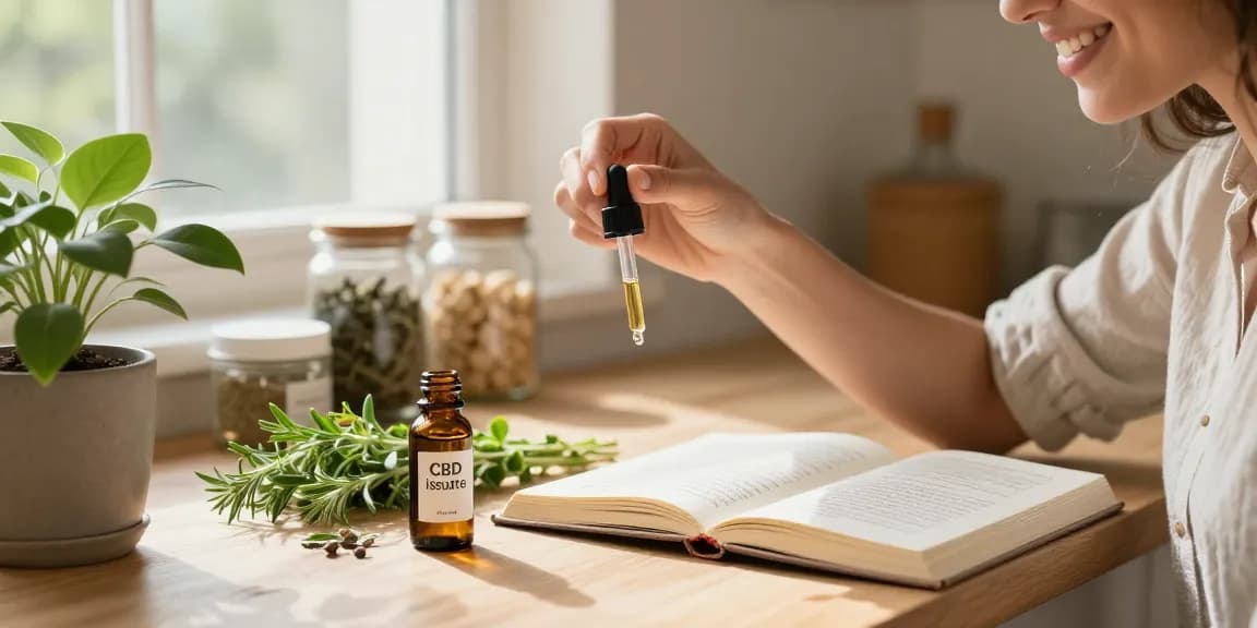 High-quality CBD isolate Canada being measured in a serene kitchen scene, emphasizing wellness and tranquility.