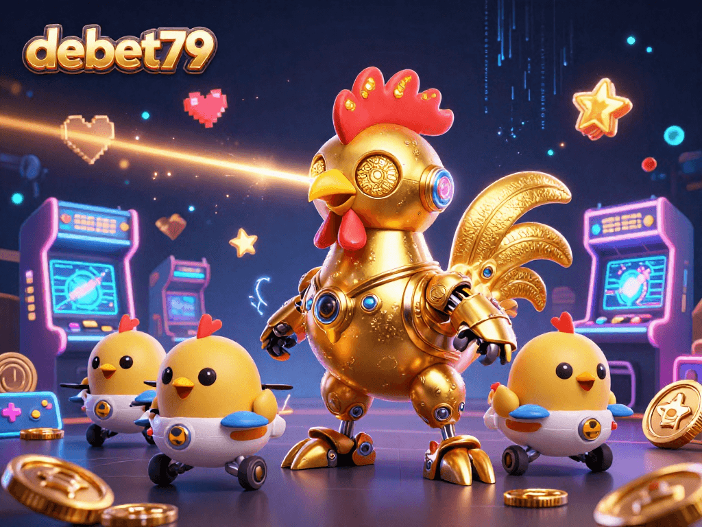 Experience thrilling gameplay at debet79 with vibrant robots and arcade elements showcasing the fun.