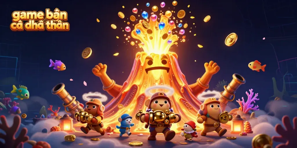Experience the excitement of game bắn cá đổi thưởng in this vibrant 3D illustration showcasing underwater treasures and thrilling action.