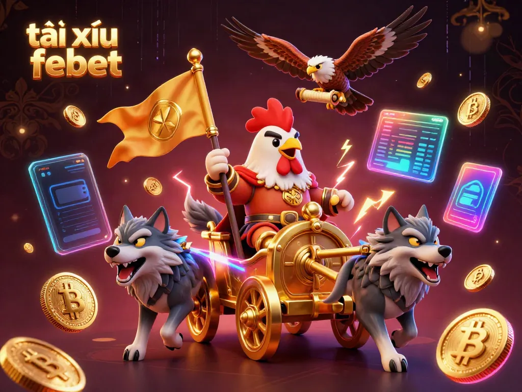 Spin the wheel with tài xỉu febet, featuring colorful 3D elements and vibrant betting atmosphere.