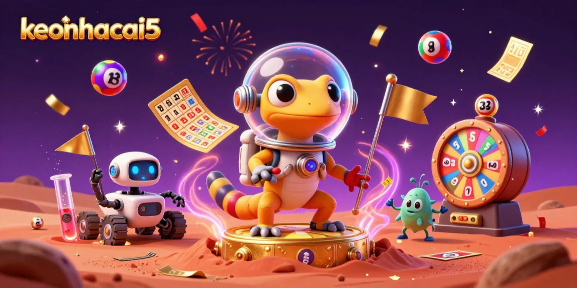 Engage with keonhacai5's vibrant Martian casino adventure, featuring lottery balls and golden rewards.