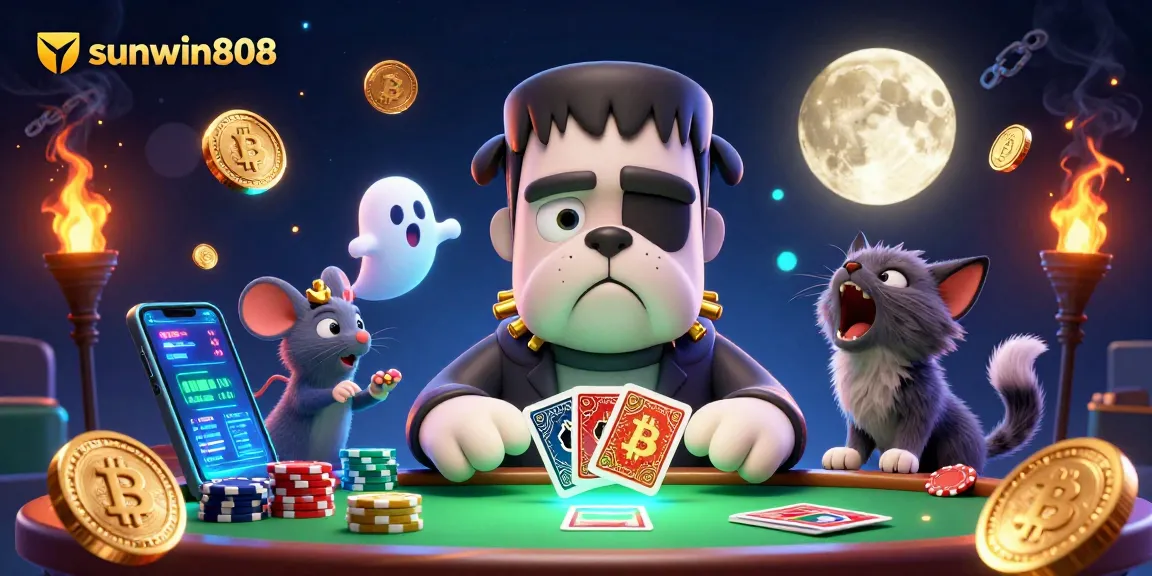 Experience thrilling gaming action with sunwin808 at an animated casino table featuring crypto elements.
