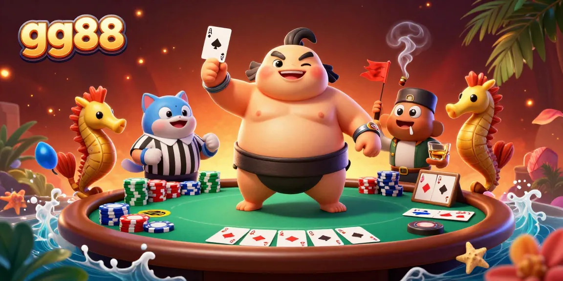 Experience thrilling poker action at gg88 with a dramatic underwater scene featuring exciting characters and game elements.