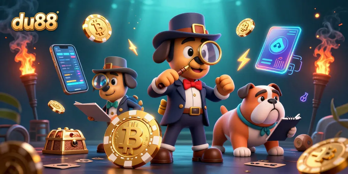Join the du88 adventure with a detective dog and bulldog in a lively casino scene!